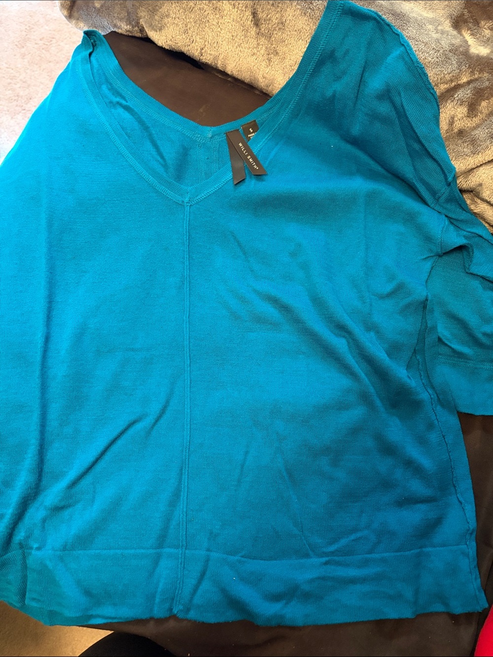 Willi Smith Teal V-Neck Sweater Top